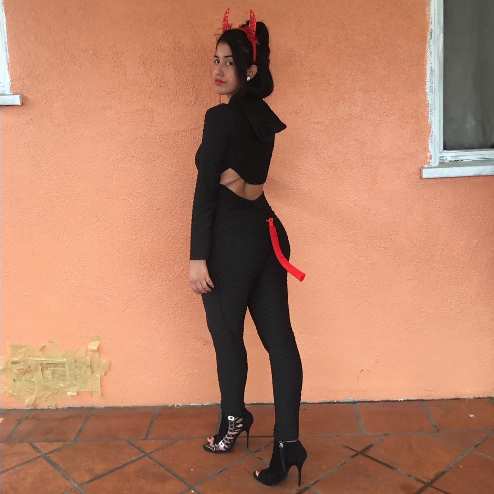Halloween Black Jumpsuit Devil